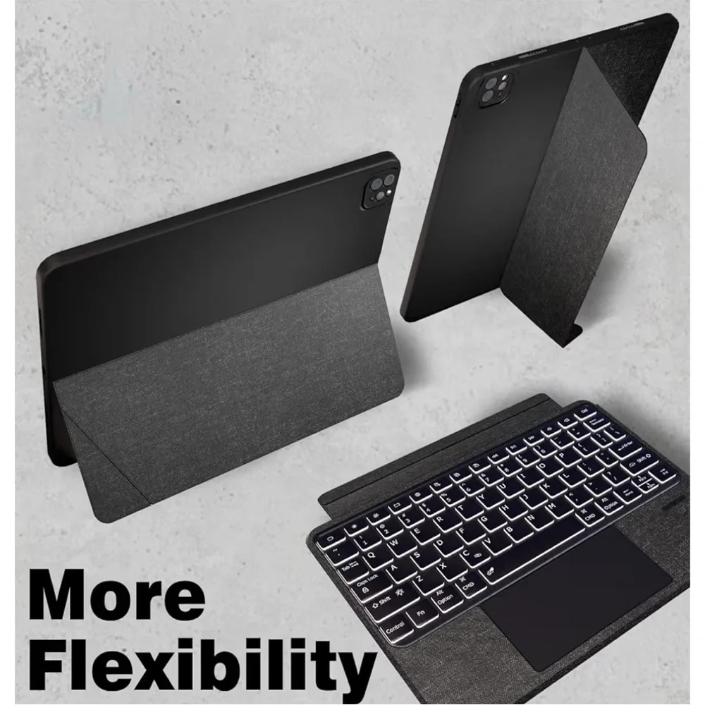 Keyboard Folio for iPad Pro 11-inch (M4) 2024 Case Detachable 7 Color Backlight